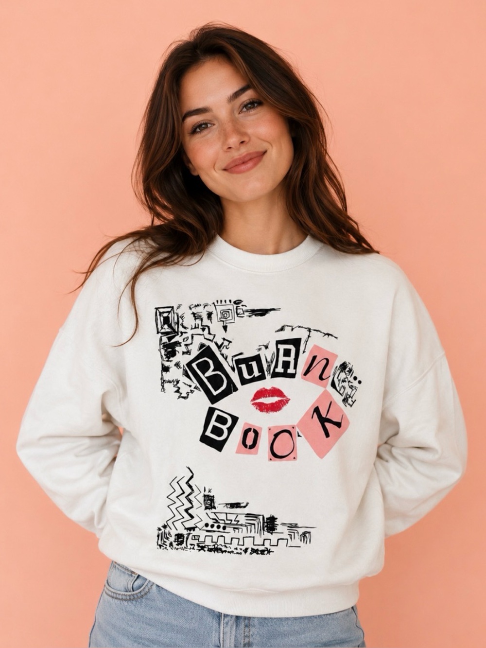 Mean Girls Burn Book White Long Sleeve Sweatshirt Paramount Pictures Size XS